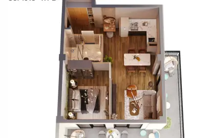 2-room studio-type apartment
