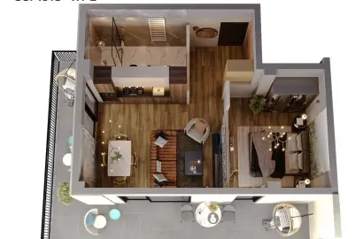 2-room studio-type apartment